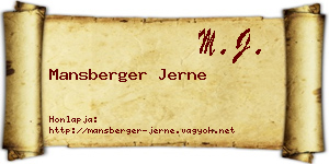 Mansberger Jerne névjegykártya